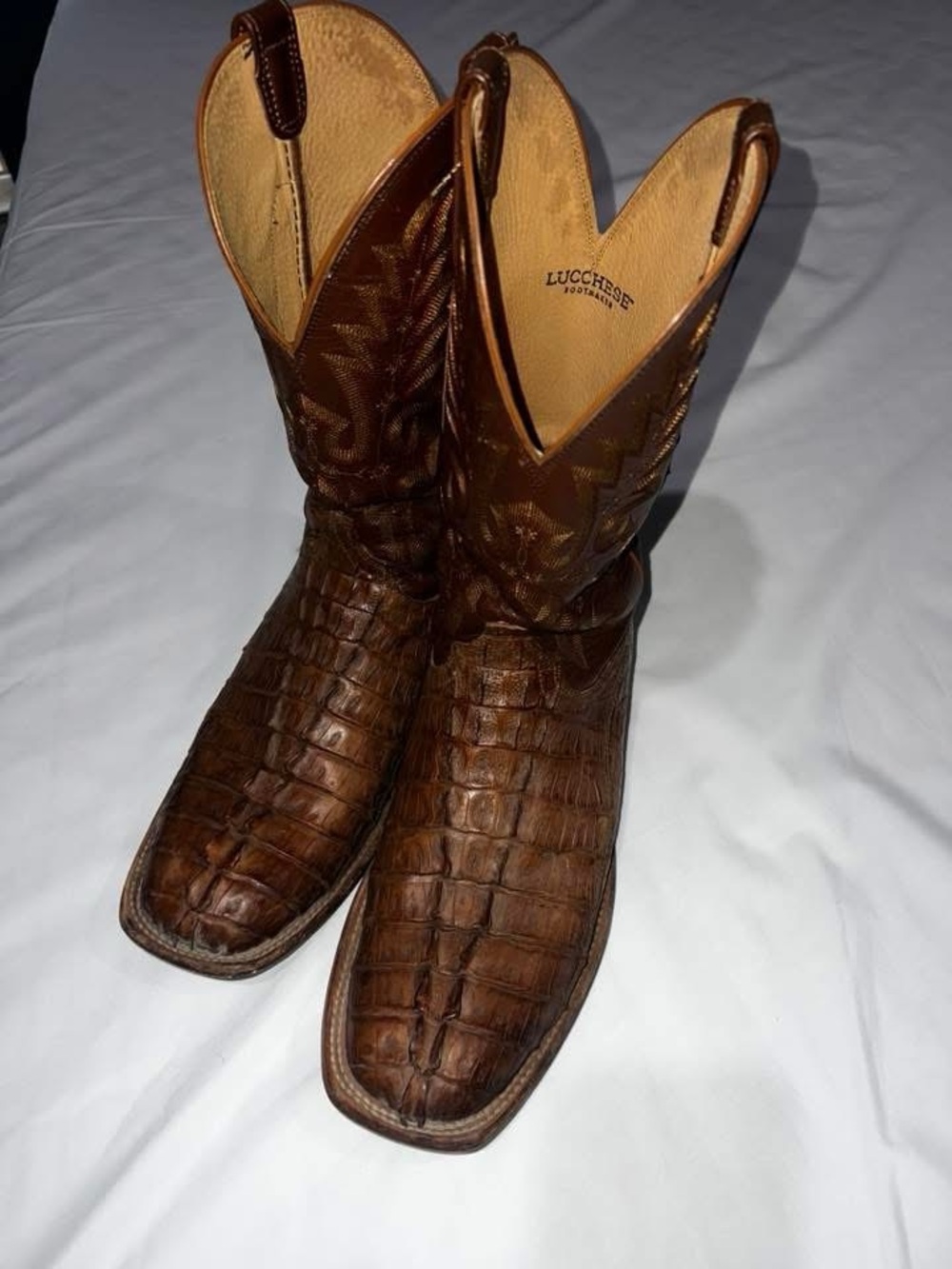 Lucchese Brown Crocodile-Pattern Western Boots size 11 1/2D